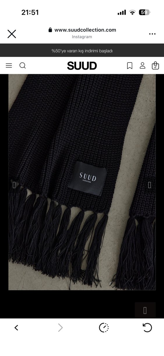 Kadın Siyah Örgü Yün Atkı - Görsel 3