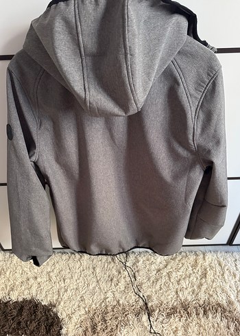 Gri Kapüşonlu Fermuarlı Erkek Ceket - Görsel 5