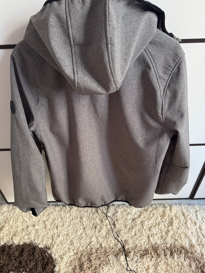 Gri Kapüşonlu Fermuarlı Erkek Ceket - Görsel 5