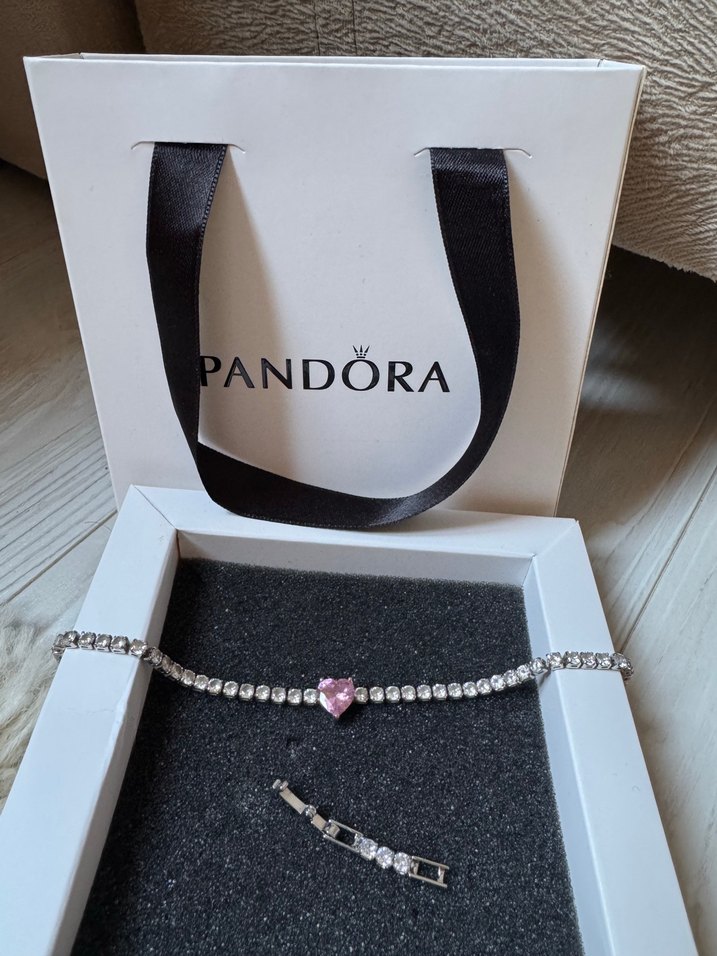 Pandora Pembe Kalp Detaylı Zincir Bileklik - Görsel 3