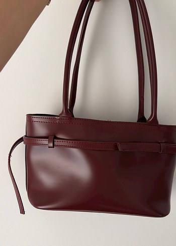 Bordo Deri Tokalı Kadın Çanta - Görsel 2
