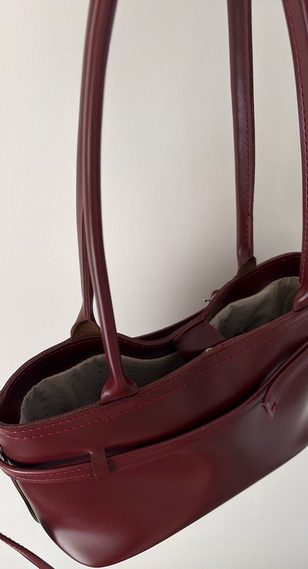 Bordo Deri Tokalı Kadın Çanta - Görsel 3