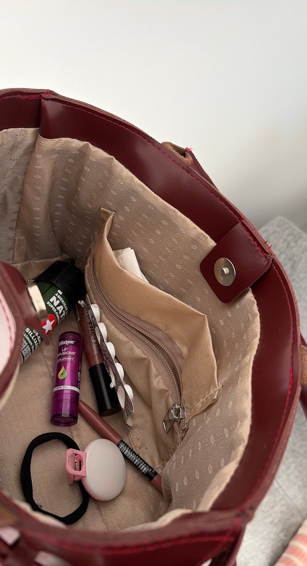 Bordo Deri Tokalı Kadın Çanta - Görsel 4