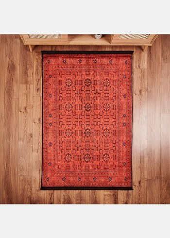 Koyu Kırmızı Baskılı Geleneksel Halı 120/180