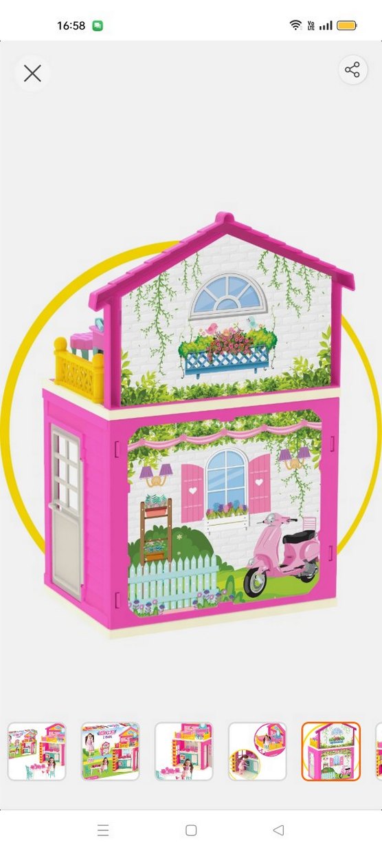 Pembe Pastel Renkli 2 Katlı Oyuncak Ev - Görsel 5