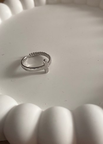 Diğer Diger Zincir Detaylı Gri Minimalist Kadın Yüzük