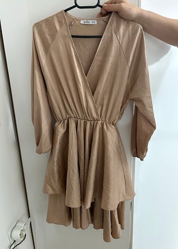 Bej Parizyen Bohem Midi Kadın Elbise - Görsel 2