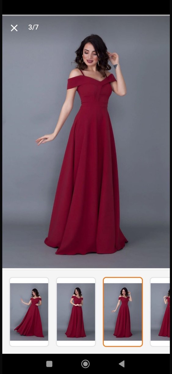 Bordo Uzun Drapeli V Yaka Kadın Abiye - Görsel 3