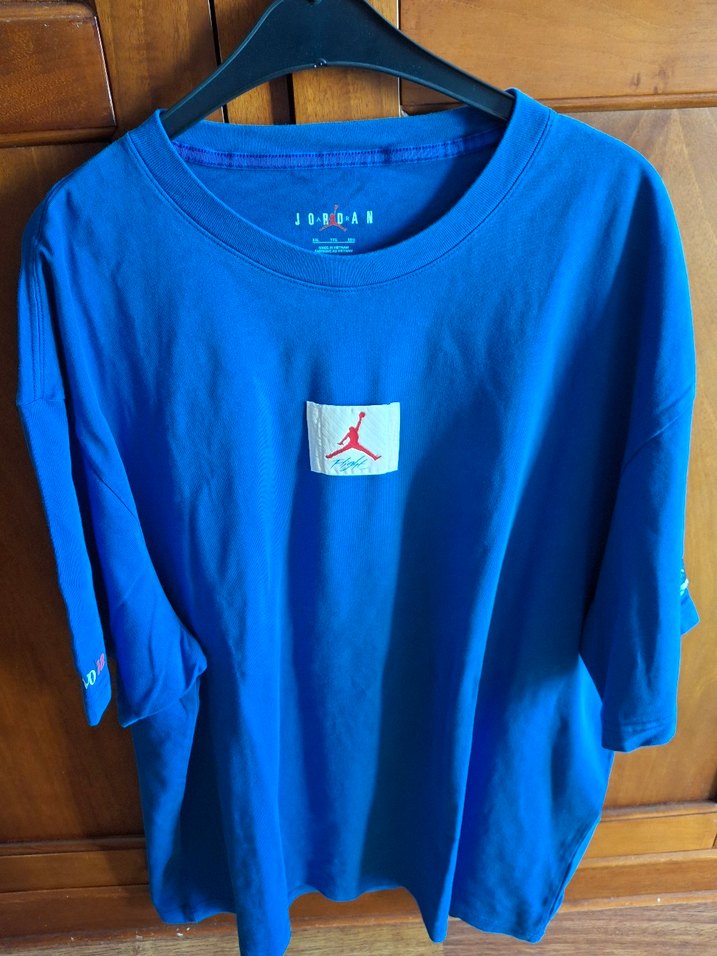 Mavi Erkek Casual nike airjordan Oversize Tişört - Görsel 3