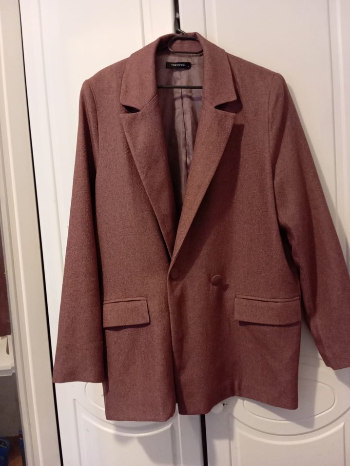 Düğmeli Kahverengi Kadın Blazer Ceket - Görsel 2