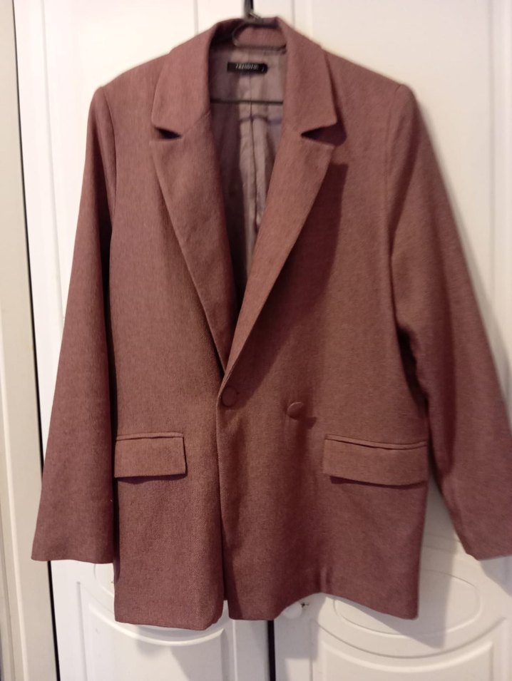 Düğmeli Kahverengi Kadın Blazer Ceket - Görsel 3