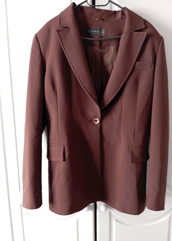 Kahverengi Düğmeli Kadın Blazer Ceket - Görsel 3