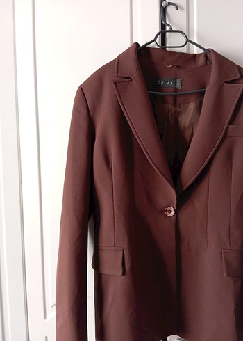 Kahverengi Düğmeli Kadın Blazer Ceket - Görsel 2