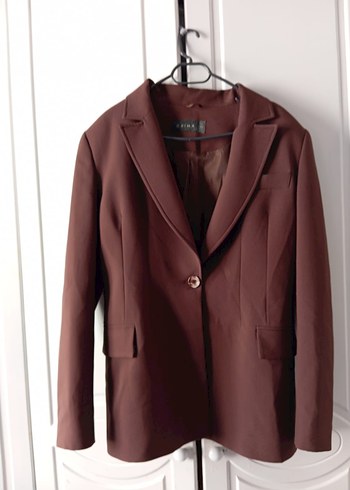 Kahverengi Düğmeli Kadın Blazer Ceket - Görsel 4