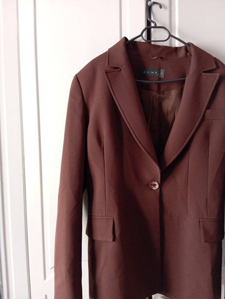 Kahverengi Düğmeli Kadın Blazer Ceket - Görsel 2