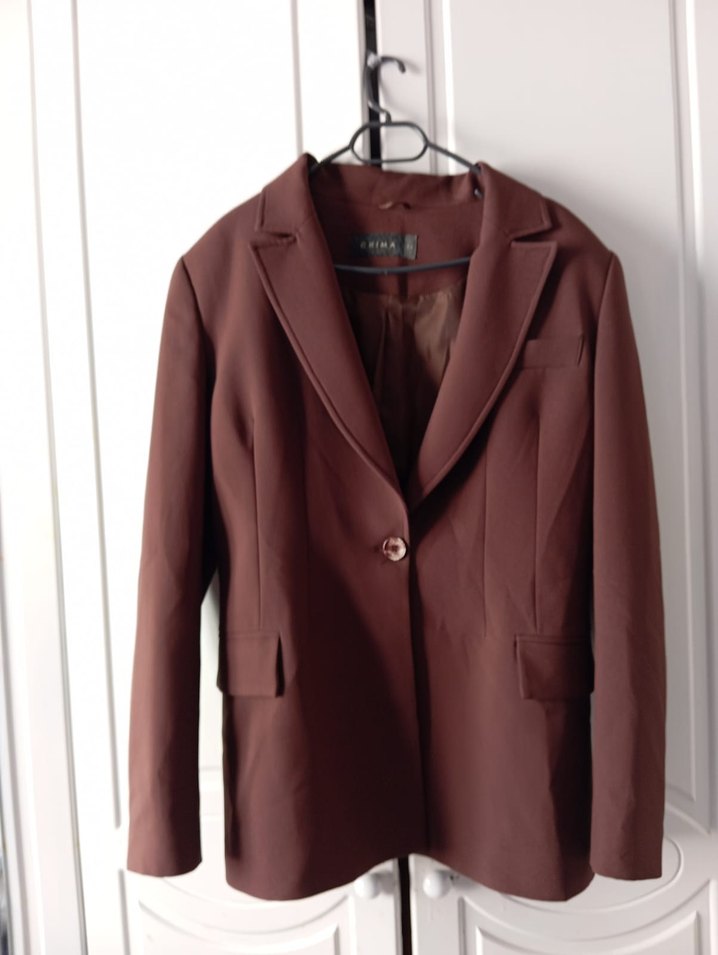 Kahverengi Düğmeli Kadın Blazer Ceket - Görsel 4