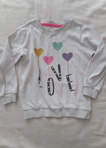 Kız Beyaz Baskılı Sweatshirt - Görsel 2