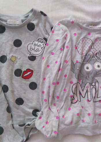 Kız Çocuk Renkli Baskılı Pembe Sweatshirt - Görsel 2