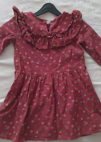 Bordo Uzun Kollu Kız Çocuk Elbise - Görsel 2