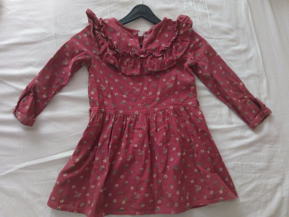 Bordo Uzun Kollu Kız Çocuk Elbise - Görsel 2