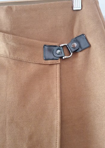 Bej Süet Midi Hamile Kemerli Etek - Görsel 2