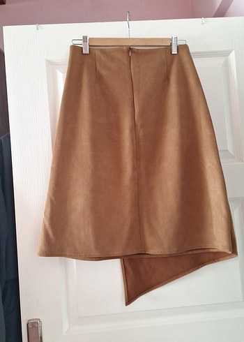 Bej Süet Midi Hamile Kemerli Etek - Görsel 3