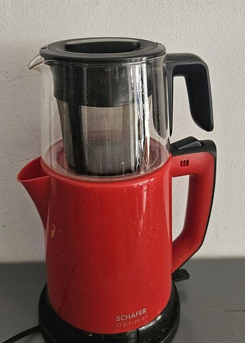 Koyu kırmızı su ısıtıcılı çay makinesi - Görsel 2