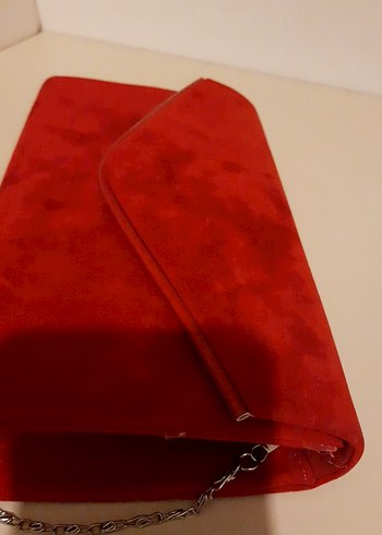 Kırmızı Süet Zincir Detaylı Kadın Portföy Çanta - Görsel 10