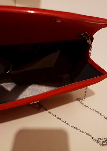 Kırmızı Süet Zincir Detaylı Kadın Portföy Çanta - Görsel 5