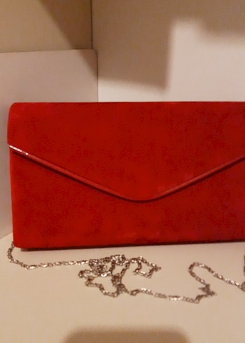 Kırmızı Süet Zincir Detaylı Kadın Portföy Çanta - Görsel 2