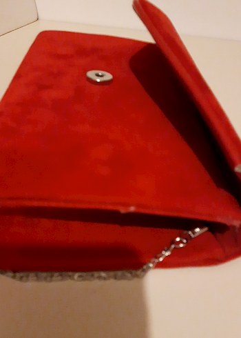 Kırmızı Süet Zincir Detaylı Kadın Portföy Çanta - Görsel 9