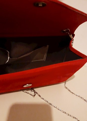 Kırmızı Süet Zincir Detaylı Kadın Portföy Çanta - Görsel 6