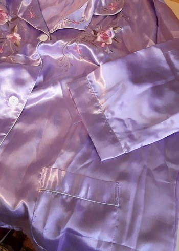 Nakışlı Mor Kadın Pijama Takımı - Görsel 5