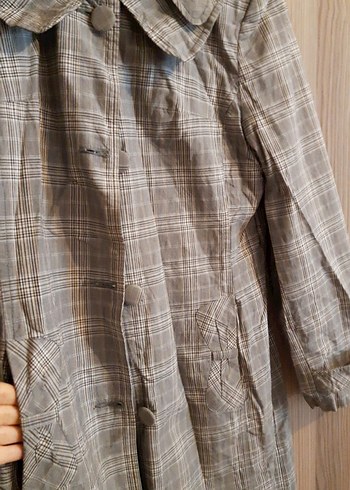 Düğmeli Midi Keten Kadın Trençkot - Görsel 8