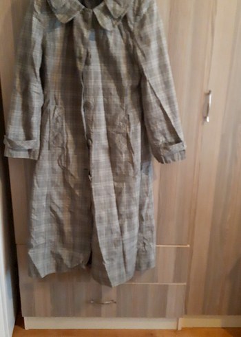 Düğmeli Midi Keten Kadın Trençkot - Görsel 4