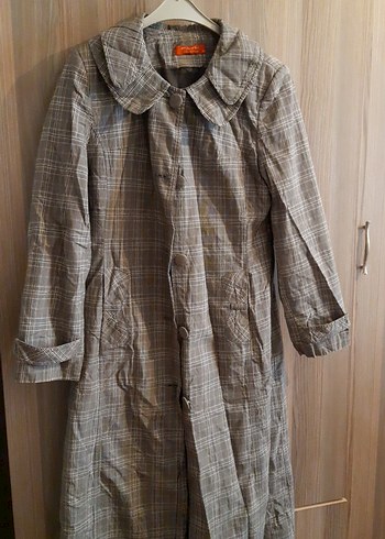 Düğmeli Midi Keten Kadın Trençkot - Görsel 2