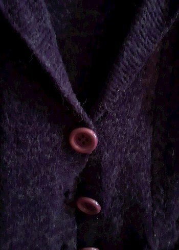 Düğmeli Mor Kadın Midi Kaban - Görsel 4