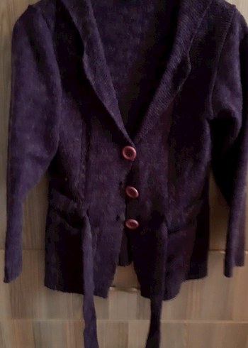 Düğmeli Mor Kadın Midi Kaban - Görsel 3