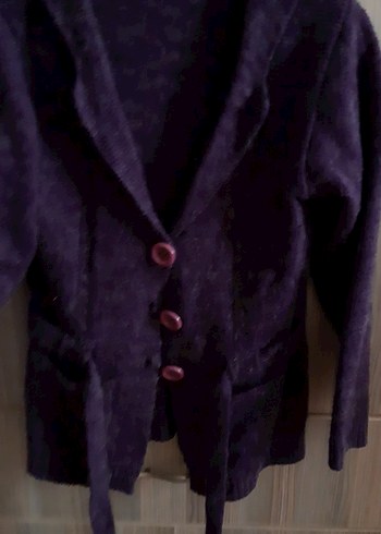 Düğmeli Mor Kadın Midi Kaban - Görsel 2