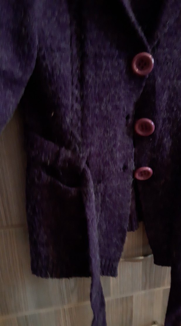 Düğmeli Mor Kadın Midi Kaban - Görsel 5