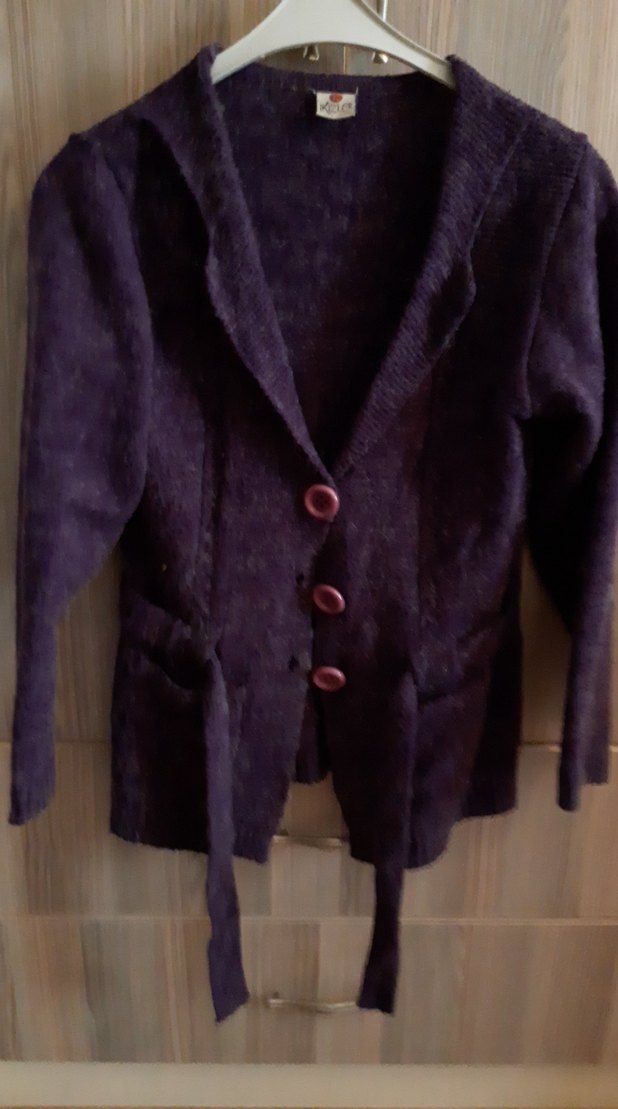 Düğmeli Mor Kadın Midi Kaban - Görsel 3