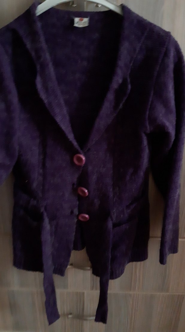 Düğmeli Mor Kadın Midi Kaban - Görsel 2