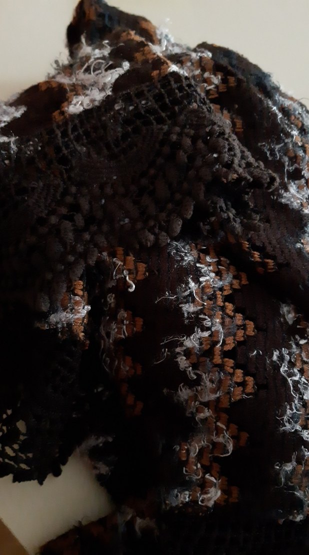 Dantel Detaylı Kahverengi Kadın Örgü Şal - Görsel 4