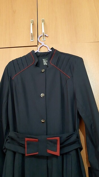 uzun tunik pardesu lacivert - Görsel 3