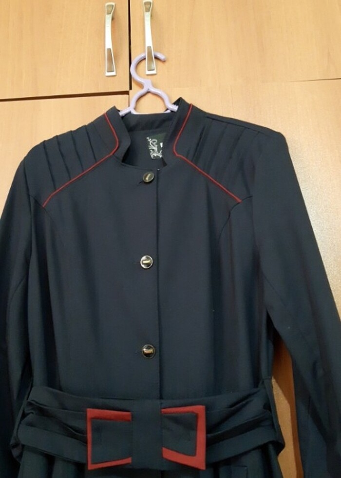 uzun tunik pardesu lacivert - Görsel 3