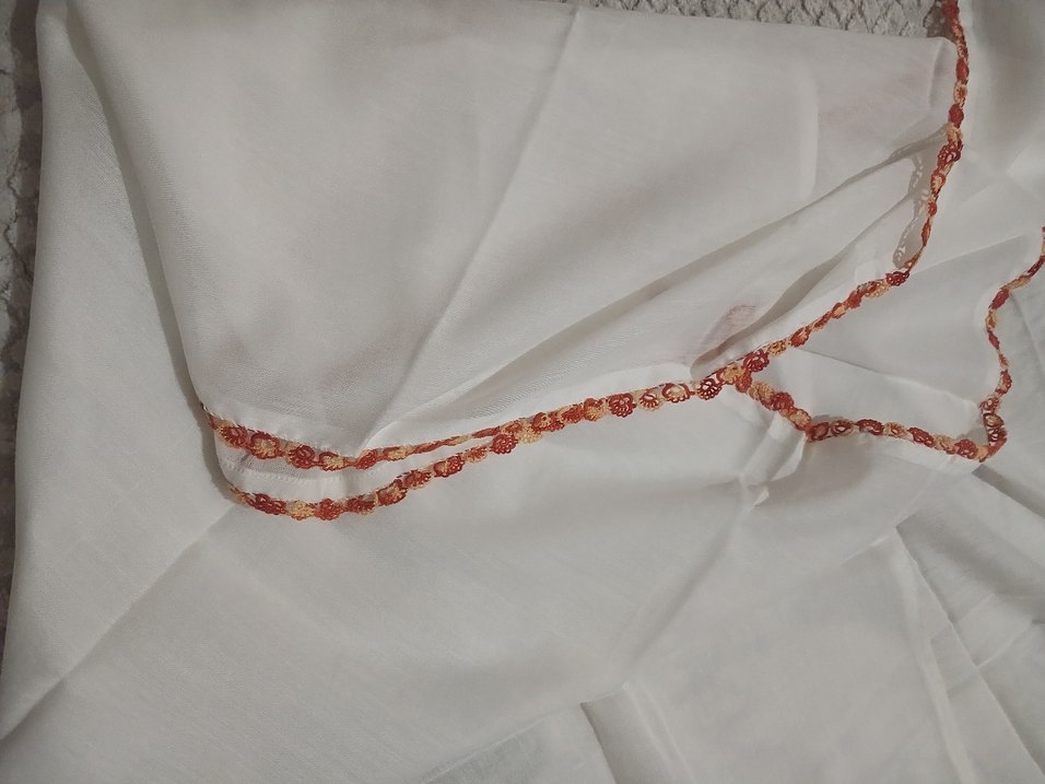 Nakışlı Zincir Detaylı Kırmızı Kadın şal - Görsel 2