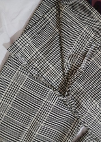 Hm ekoseli straight fit kumaş pantolon - Görsel 2