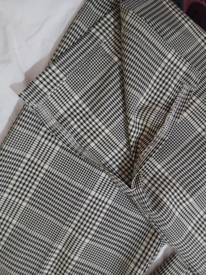 Hm ekoseli straight fit kumaş pantolon - Görsel 2