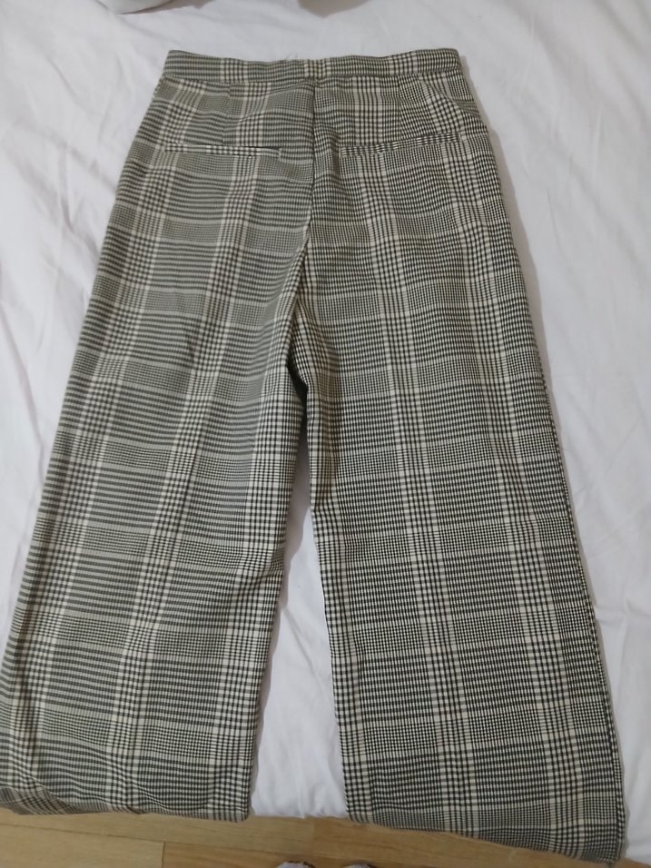 Hm ekoseli straight fit kumaş pantolon - Görsel 4