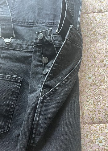 Siyah Kadın Kot Tulum, Normal Boy, Askılı - Görsel 3